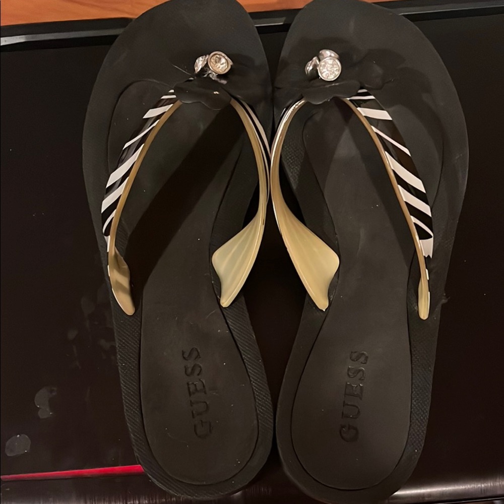 Guess Zebra Print Black and White Sandals